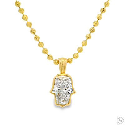 Custom Cut Diamond Hamsa Pendant 70882 - Image 1
