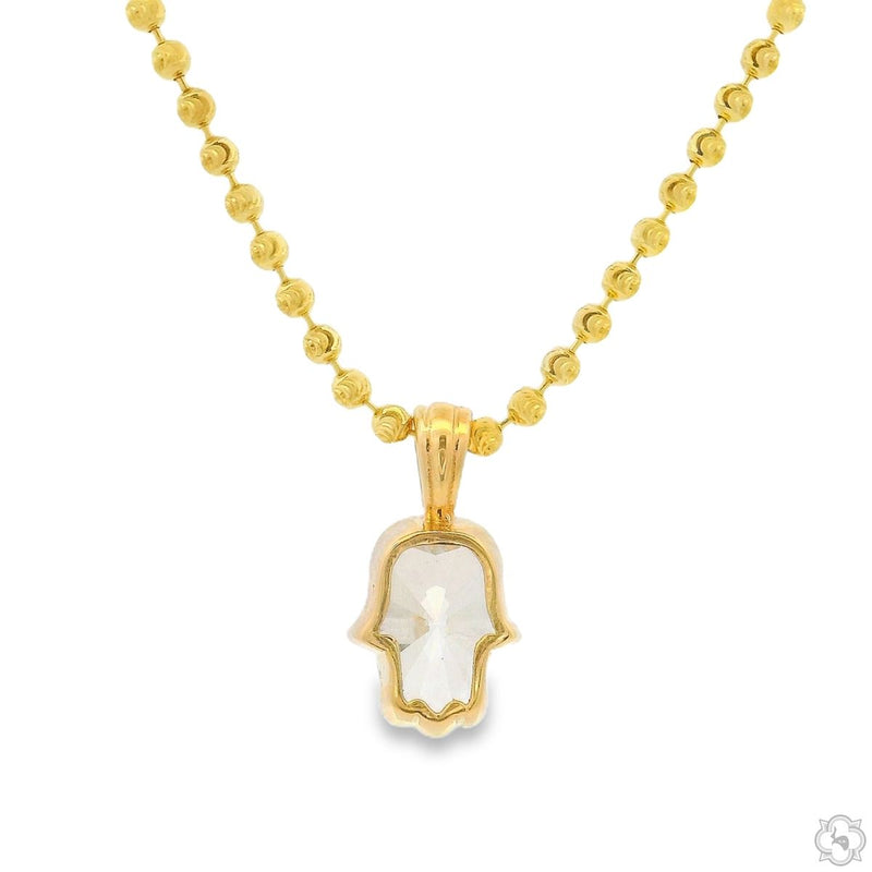 14K Gold Custom Cut Lab-Grown Diamond Hamsa Pendant, photo 3 of 5