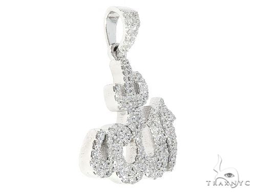 White gold pendant shaped in Arabic Allah script encrusted with sparkling diamonds