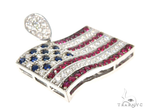 Custom Diamond American Flag Pendant 45582 - Image 2