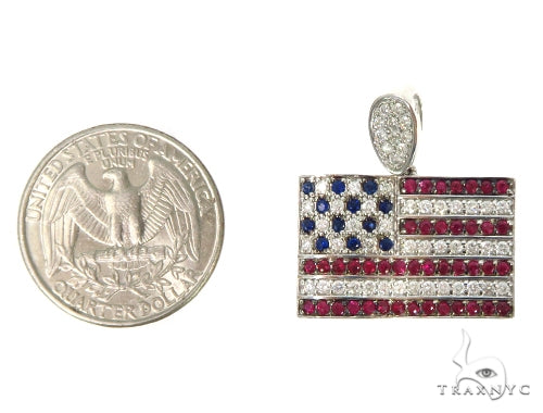 Custom Diamond American Flag Pendant 45582 - Image 7