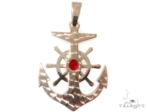14K Gold Custom Diamond Anchor Pendant, photo 3 of 7