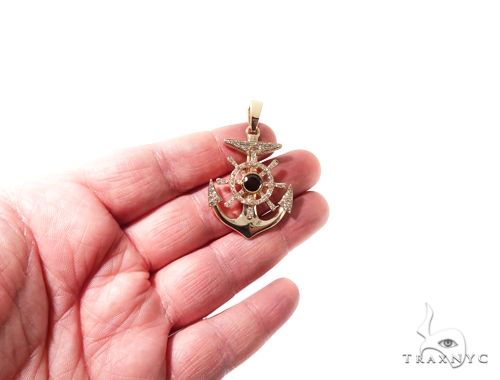14K Gold Custom Diamond Anchor Pendant, photo 5 of 7
