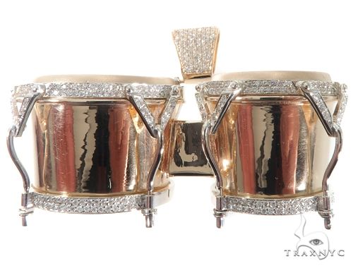 Custom Diamond Bongo Drums Pendant 64488 - Image 2