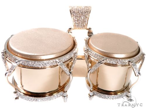 Custom Diamond Bongo Drums Pendant 64488 - Image 5