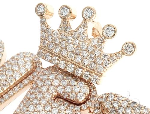 Custom Diamond Crowned Initial Letter Word Charm Pendant 64752 - Image 4