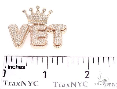 Custom Diamond Crowned Initial Letter Word Charm Pendant 64752 - Image 6