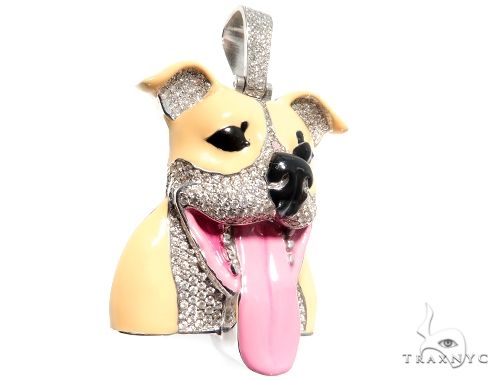 Custom Diamond Dog Pendant 64514 - Image 2