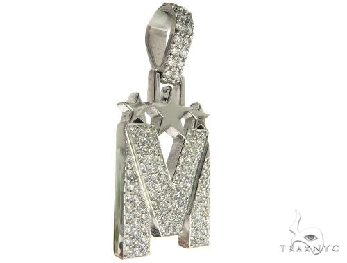 10K Gold Diamond Initial M Pendant, photo 2 of 7