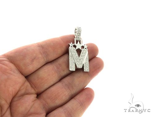 10K Gold Diamond Initial M Pendant, photo 5 of 7