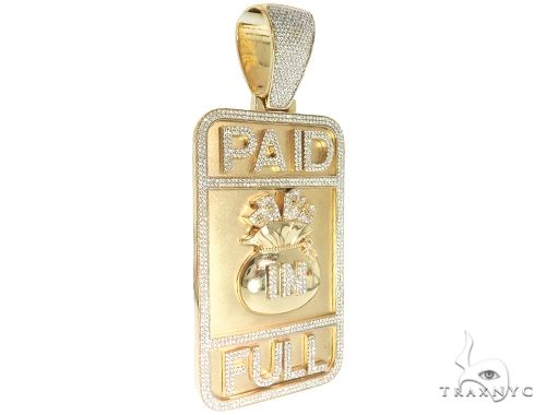 14K Gold Custom Diamond Pendant - Paid In Full, photo 2 of 8