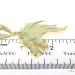 Yellow gold pendant shaped like a fierce firewolf head with sharp detailing and polished finish.