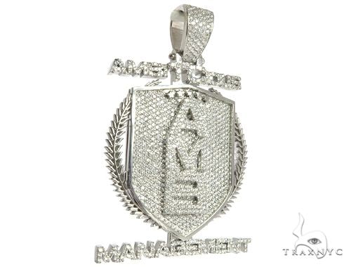 Custom Flower Set Diamond AMB Pendant 64137 - Image 2