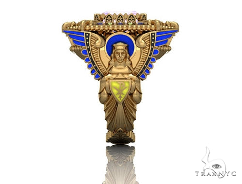 18K Gold Custom Emerald Angel Ring, photo 5 of 13