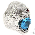 Custom 14K White Gold Diamond Gorilla Pinky Ring 65003 - Image 1