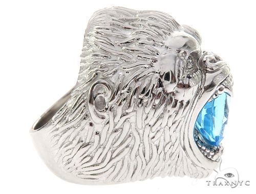 Custom 14K White Gold Diamond Gorilla Pinky Ring, photo 4 of 8