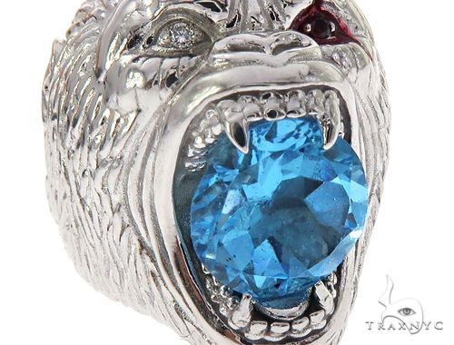 Custom 14K White Gold Diamond Gorilla Pinky Ring 65003 - Image 5