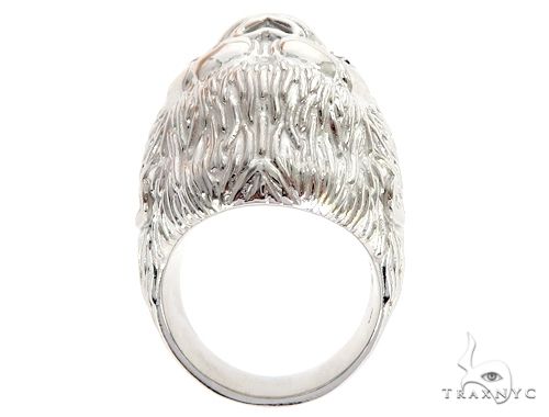Custom 14K White Gold Diamond Gorilla Pinky Ring 65003 - Image 8