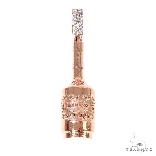 Custom bottle-shaped diamond pendant in metal – front-facing view showing full stone coverage across silhouette