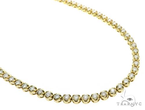 6mm diamond chain in 14k yellow gold, 26 inches – round-cut diamonds set across full length, front view
