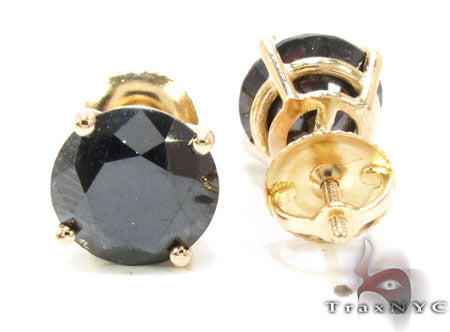 14K Gold Custom Jewelry - Royal Black Diamond Earrings 5, photo 4 of 6