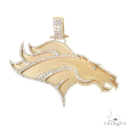 Custom 10K gold mens pendant with 2.09 ct diamond setting — front view