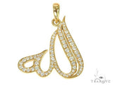 Custom Made 14K Gold Diamond Allah Pendant  66484