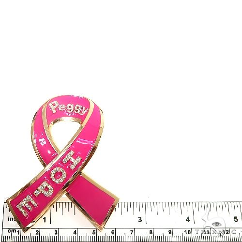 Custom Made 14K Gold Hope Breast Ribbon Pendant 66487 - Image 5