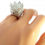Custom Made 14K White Gold Prong Diamond Royal Crown Ring 65749 - Image 10