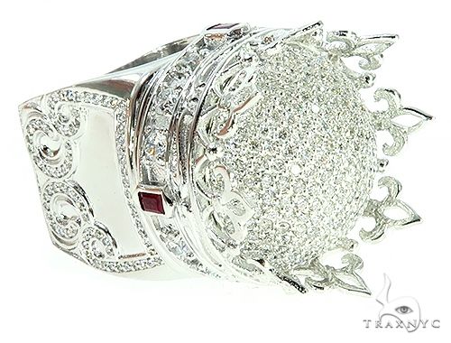 Custom Made 14K White Gold Prong Diamond Royal Crown Ring, photo 2 of 10