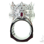 Custom Made 14K White Gold Prong Diamond Royal Crown Ring 65749 - Image 7