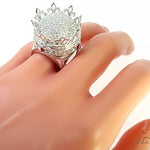 Custom Made 14K White Gold Prong Diamond Royal Crown Ring 65749 - Image 9