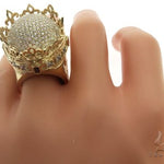 Custom Made 14K Yellow Gold Prong Diamond Royal Crown Ring 63886 - Image 12