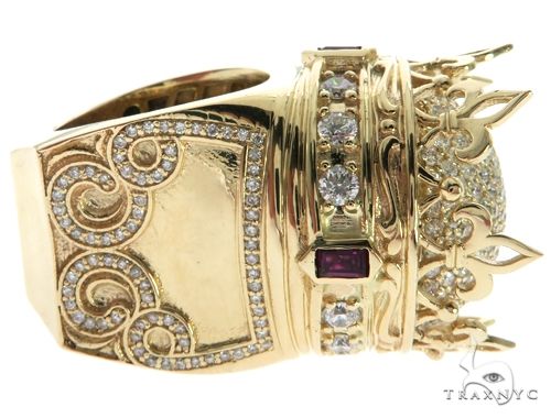 Custom Made 14K Yellow Gold Prong Diamond Royal Crown Ring 63886 - Image 4