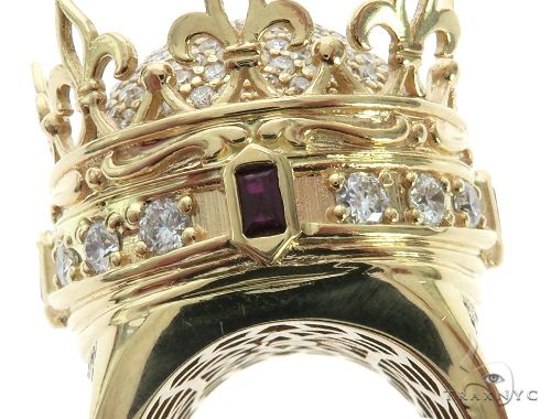Custom Made 14K Yellow Gold Prong Diamond Royal Crown Ring, photo 12 of 13