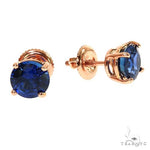 Custom Made 18K Gold  Blue Sapphire Earrings 67522 - Image 2