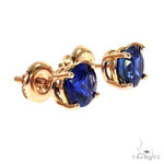 Custom Made 18K Gold  Blue Sapphire Earrings 67522 - Image 3