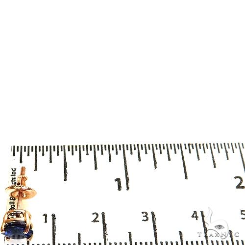 Custom Made 18K Gold  Blue Sapphire Earrings 67522 - Image 5