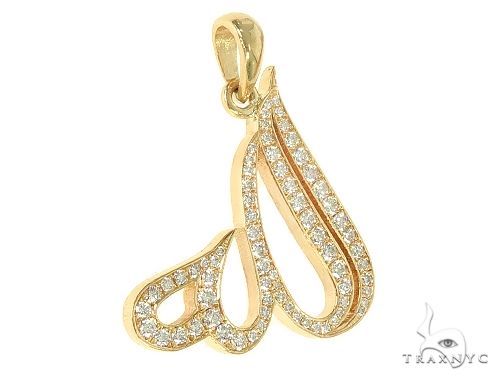 Custom Made 18K Yellow Gold Diamond Allah Pendant, photo 2 of 7