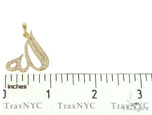 Custom Made 18K Yellow Gold Diamond Allah Pendant, photo 6 of 7