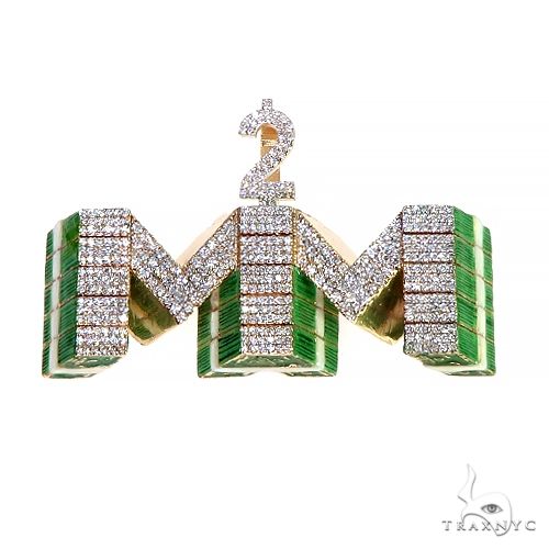 Custom diamond pendant in white metal with full diamond coverage, front-facing detail view