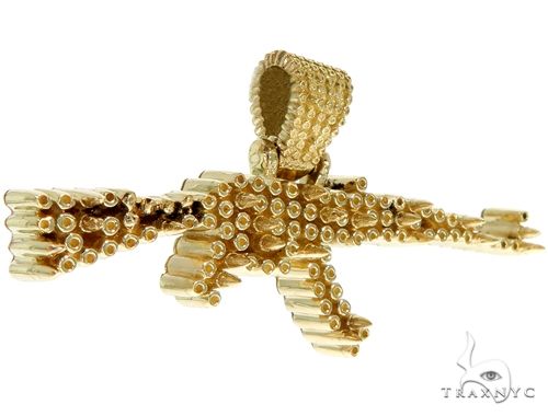 14K Gold Custom Made AK-47 Assault Rifle Pendant, photo 2 of 8