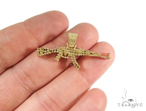 14K Gold Custom Made AK-47 Assault Rifle Pendant, photo 5 of 8