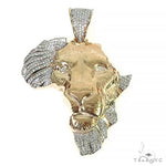 Custom Made African Diamond Lion Face Pendant 66496 - Image 1