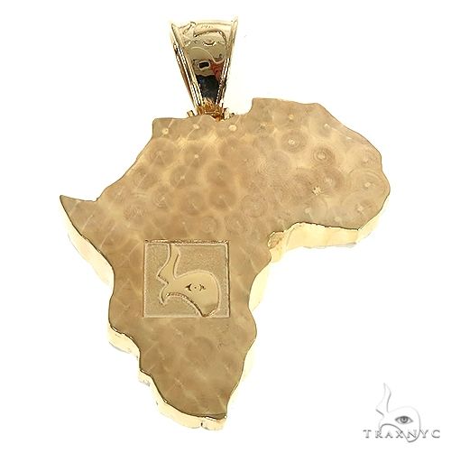 14K Gold Custom Made African Diamond Lion Face Pendant, photo 3 of 6