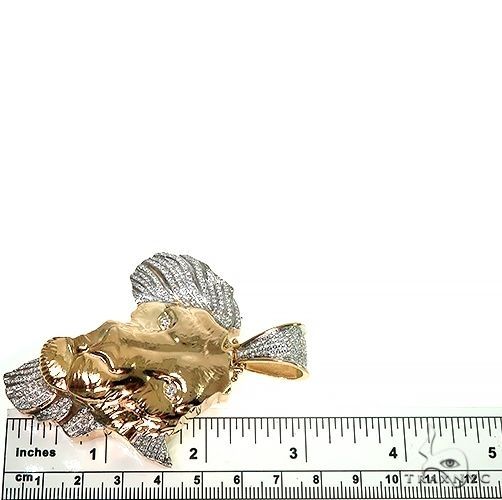 14K Gold Custom Made African Diamond Lion Face Pendant, photo 6 of 6