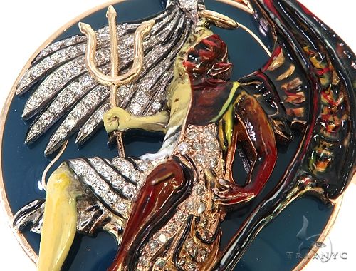 14K Gold Custom Made Angel and Demon Diamond Pendant, photo 5 of 10