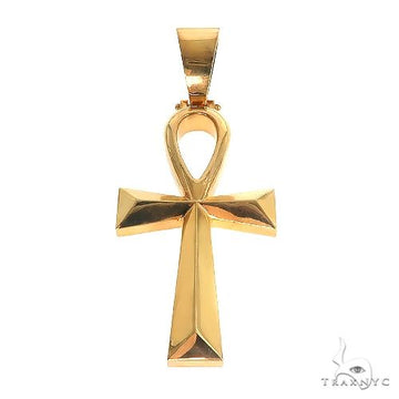 Custom ankh cross pendant in polished metal – front-facing view showing full ankh silhouette