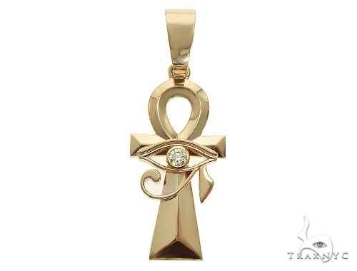 Custom ankh Eye of Horus pendant in metal – front-facing view showing combined symbol relief detail