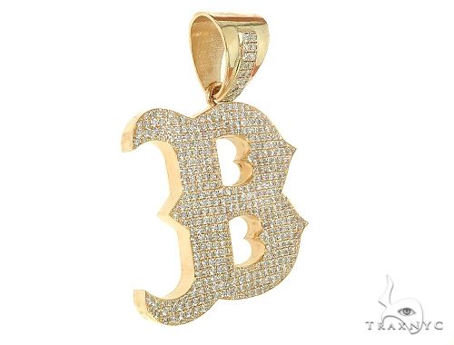 Yellow gold diamond-encrusted custom B initial pendant for men and women
